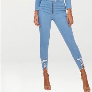 PLT Mid Wash Lace Up Skinny Jean